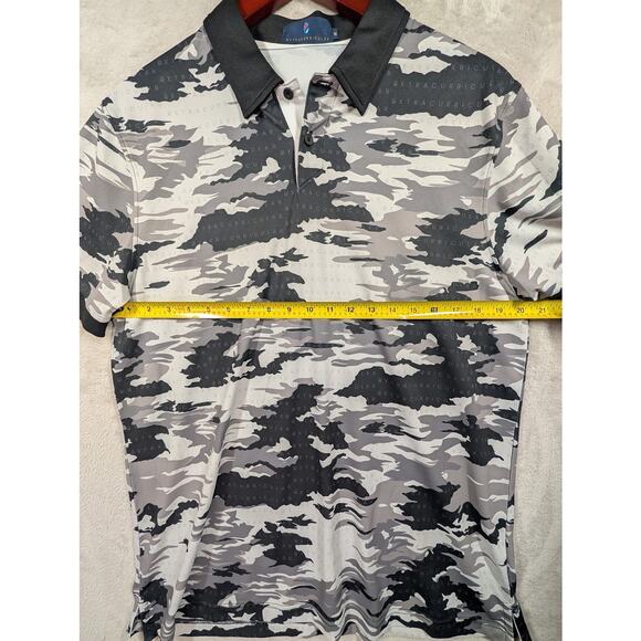 Extracurricular Shirt Mens Medium Performance Golf Polo Gray Black White Camo - Picture 4 of 6